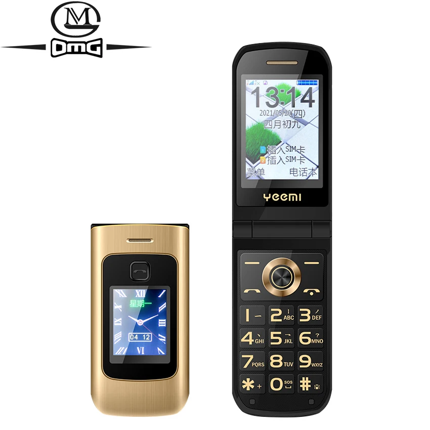 Металлический чехол для мобильных телефонов, раскладушка, кнопочный телефон с защитой от потери, две sim-карты, дешевый GSM флип-телефон