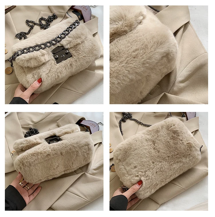 Зимняя новая сумка из искусственного кроличьего меха женские сумки через плечо с
