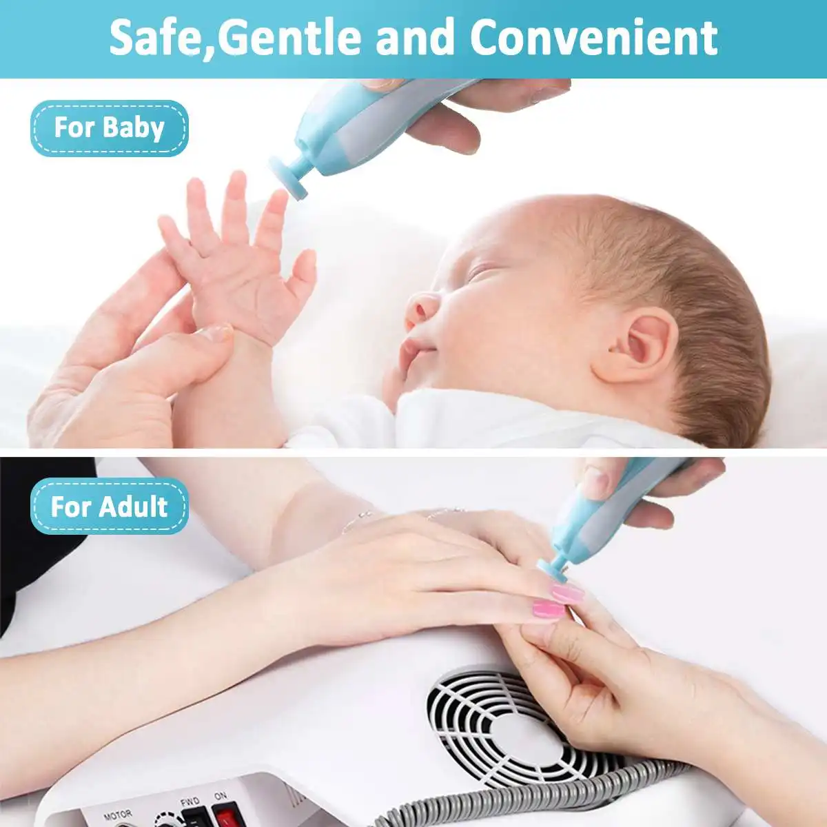

Safe Electric Nail Clipper Cutter Baby Nail Trimmer Manicure Pedicure Clipper Cutter Scissors Kids Infant Nail Care