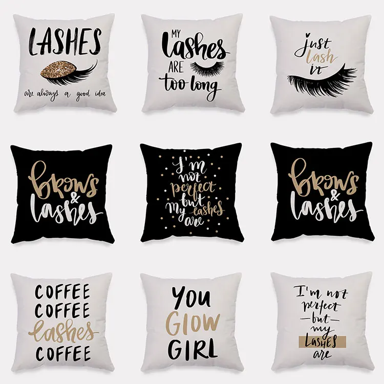 

Black White Letter Plush Cushion Cover Feather Pillow Cover Decor Home Soft Pillowcase Hot Selling Nordic Home Decoration