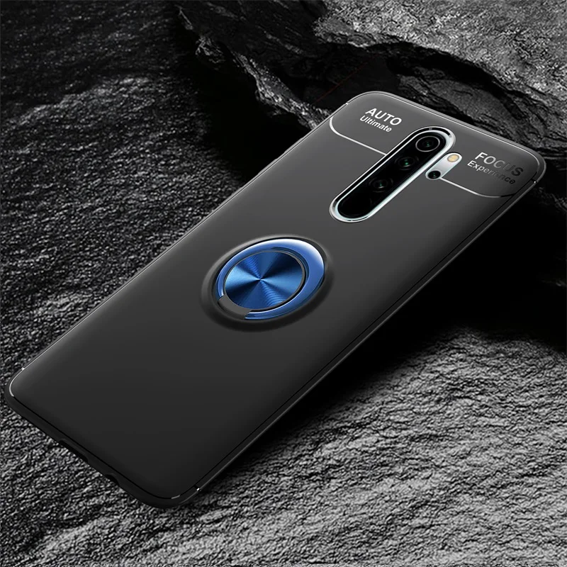 Роскошный мягкий автомобильный чехол-кольцо для Xiaomi Redmi Note 8 Pro, противоударный чехол для Xiaomi Redmi Note 8 Pro, силиконовый бампер из ТПУ - Цвет: Blue Black