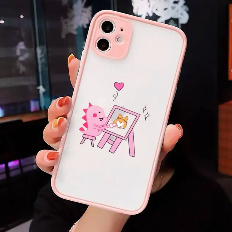 

Creative cute couple cartoon animal Phone Cases Matte Transparent for iPhone 7 8 11 12 s mini pro X XS XR MAX Plus cover funda