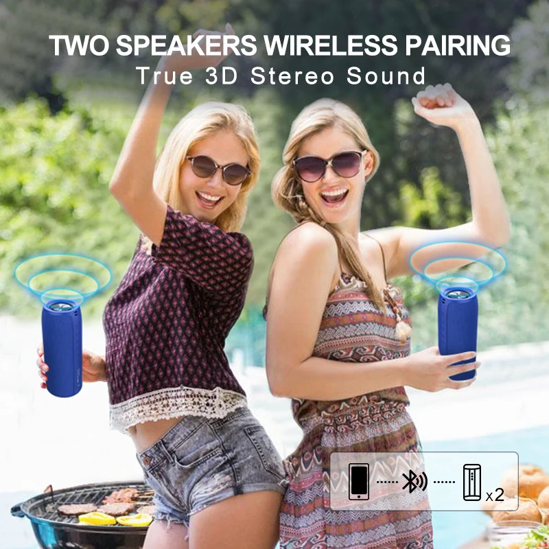 ZEALOT S51 TWS Portable Bluetooth Speaker Wireless Bass Subwoofer Waterproof Outdoor Speakers Boombox AUX TF Stereo Loudspeaker