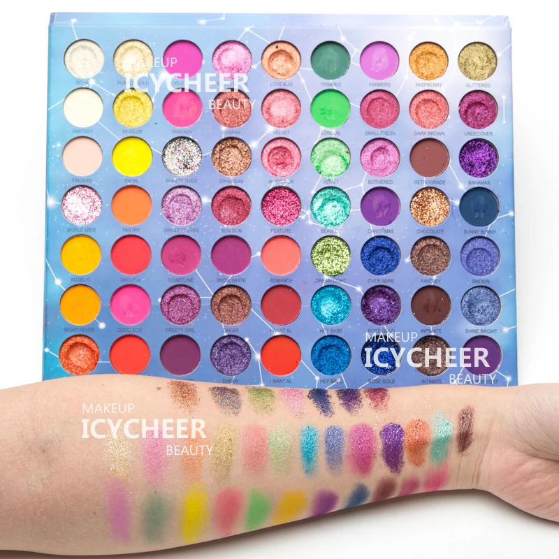 

ICYCHEER Makeup 63 Colors Long Lasting Eyeshadow Palette Glitter Shimmer Pigmented Creamy Eye Shadow Cosmetics Waterproof