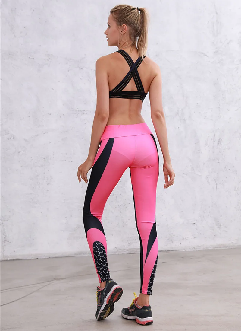 Модные Штаны для фитнеса с цифровой печатью штаны йоги цветные сотовые