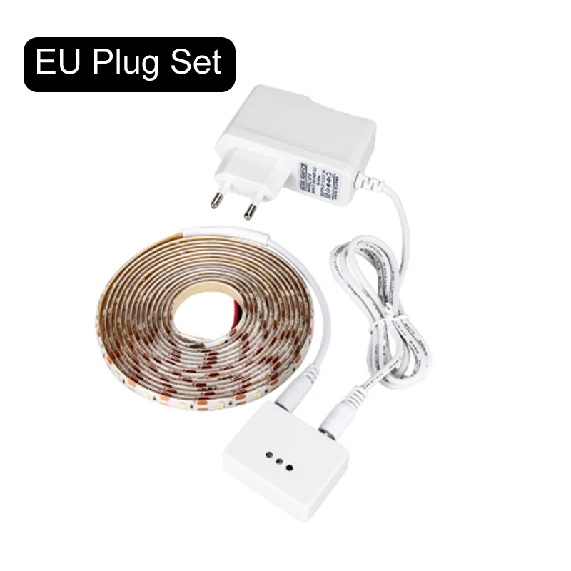 EU plug set 12 В постоянного тока, ИК, ручной датчик развертки, светодиодный светильник для шкафа с регулируемой яркостью, датчик волн, SMD2835, Светодиодная лента, сделай сам, кухонный шкаф, шкаф, лампа - Цвет: EU plug set