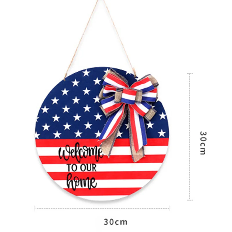 

Welcome Wooden Sign Round Door Sign Patriotic Independence Day Hanging Sign Front Door Home Decor Home Decor Christmas Wreath