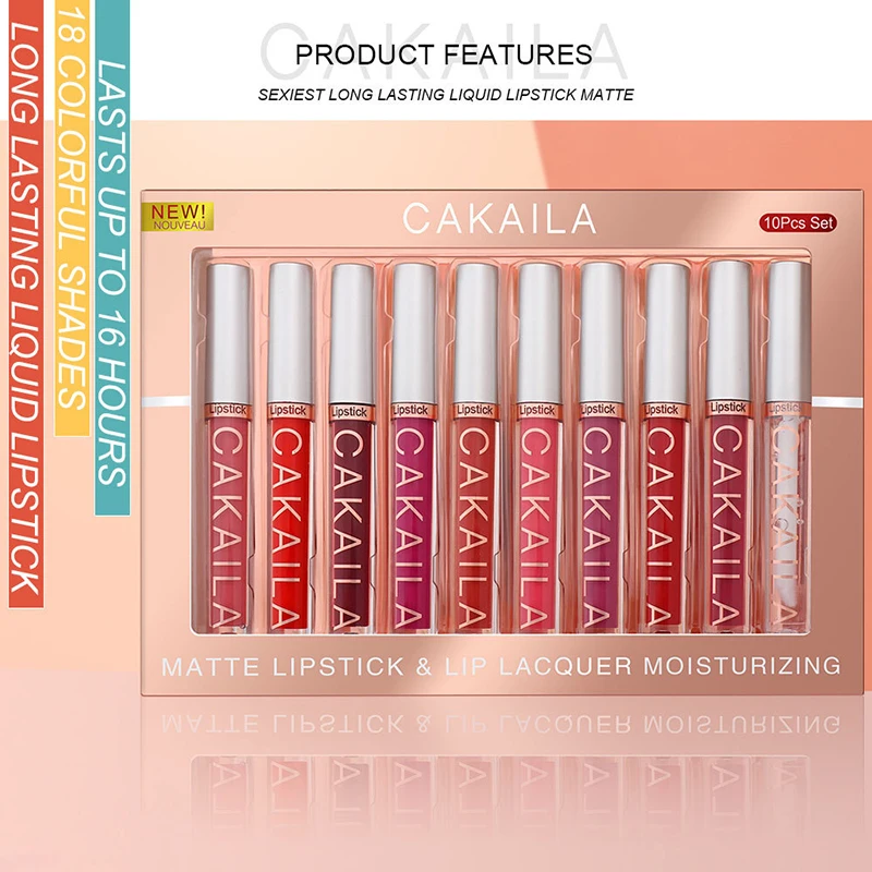 

10pcs Lipstick Velvety Set Long Lasting Nonstick Cup Not Fade Makeup Cosmetics Kit for Girl Women SOYW889