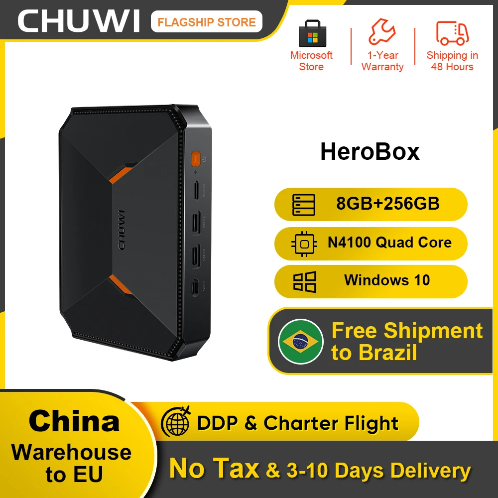 Review CHUWI Herobox  Mini PC  Windows 10 system Intel Gemini-Lake N4100 Quad Core LPDDR4 8GB RAM 256G SSD Mini PC