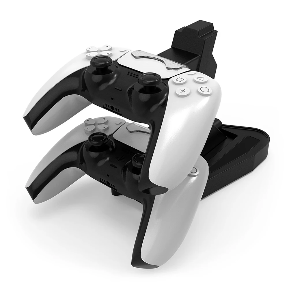 

LED Controller Charger Cradle Stand Elements Lightweight Gamepad Charger Dock for Sony PS5 Joystick Dual USB Charging Station