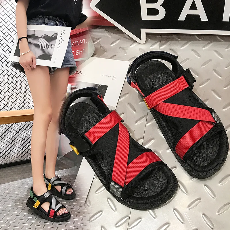 2020 Sports Sandals Ladies Platform Shoes Woman Mid Heel Muffin Thick Bottom Hook Loop Fashion Casual Black Yellow Summer | Обувь