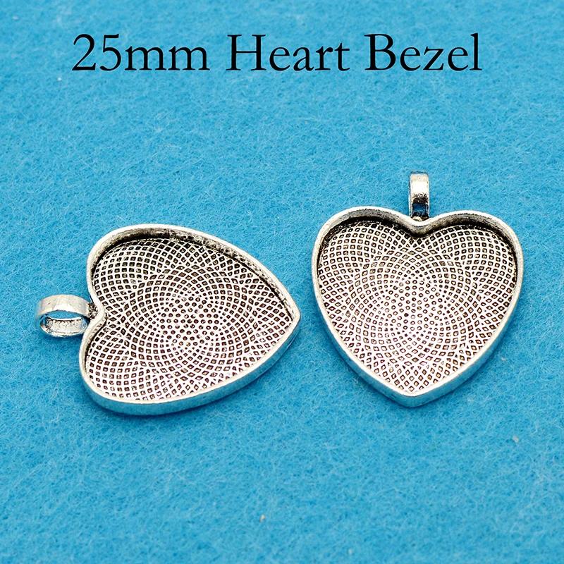 100 шт 1 дюйм сердце кулон лоток 25 мм Сердце Кулон Установка из кабошона установка