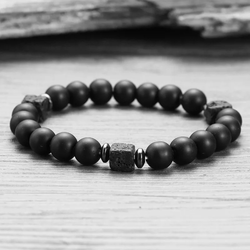 Браслет мужской магнитный с бусинами плетеный матовый браслет ручной работы из
