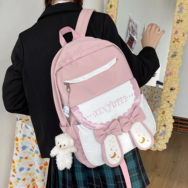 

Cute Female Backpack for Women Nylon Schoolbag Ladies Large Capacity Rucksack Preppy Style Bagpacks Anti Theft Backpacks Mochila