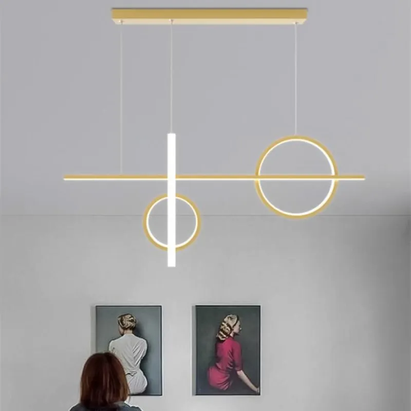 

Artpad Modern Minimalist LED Chandelier Kitchen Living Room Island Art Design Suspension Light Fixtures Gold Black Hanging Lamp