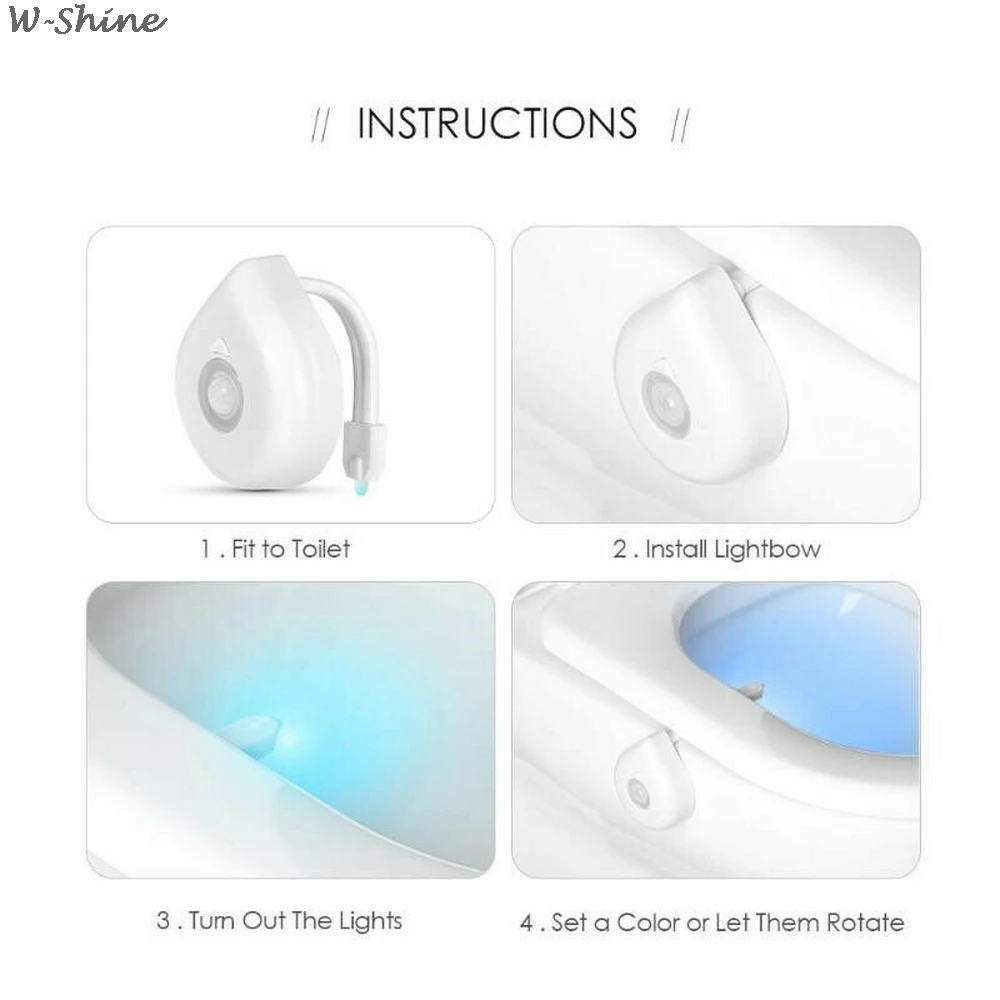 Туалет Свет умный датчик движения сиденье для унитаза ночник 8 видов цветов