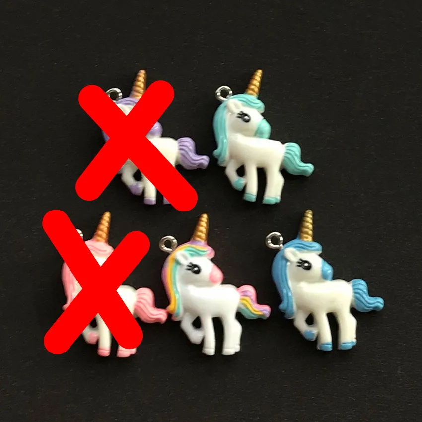 10 шт. милый многоцветной полимерный плоский чехол с мультяшным единорогом для