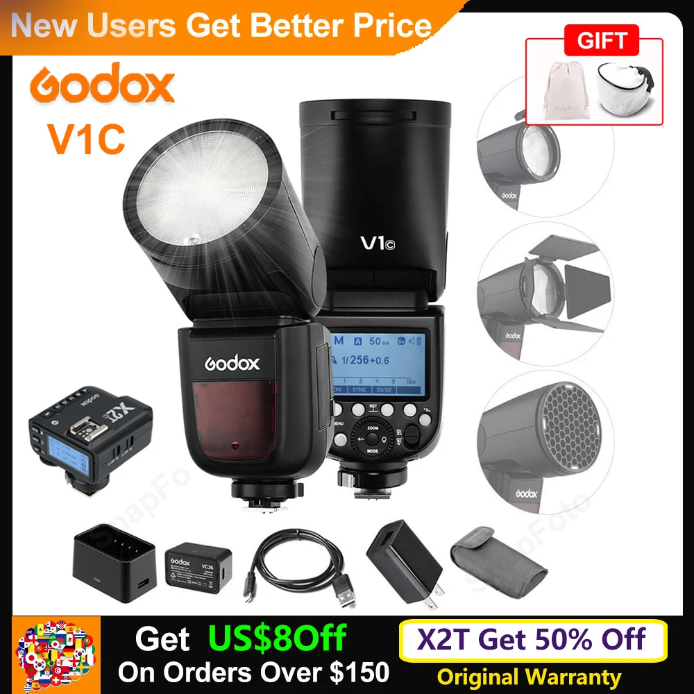 Вспышка Godox V1C V1-C TTL с круглой головкой для цифровых зеркальных фотоаппаратов Canon