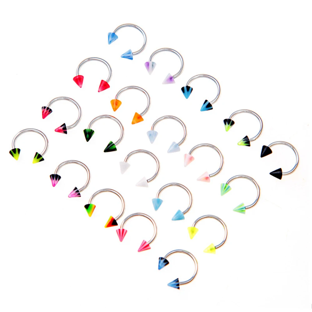 Разноцветное акриловое кольцо для пирсинга носа подковы Спайка пирсинг
