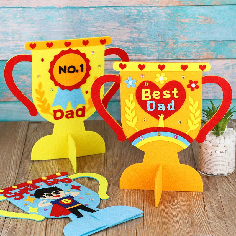 

DIY Non Woven Dad Trophy Children Handmade Father's Day Gifts Handicrafts Kindergarten Craft Toys Daddy Reward
