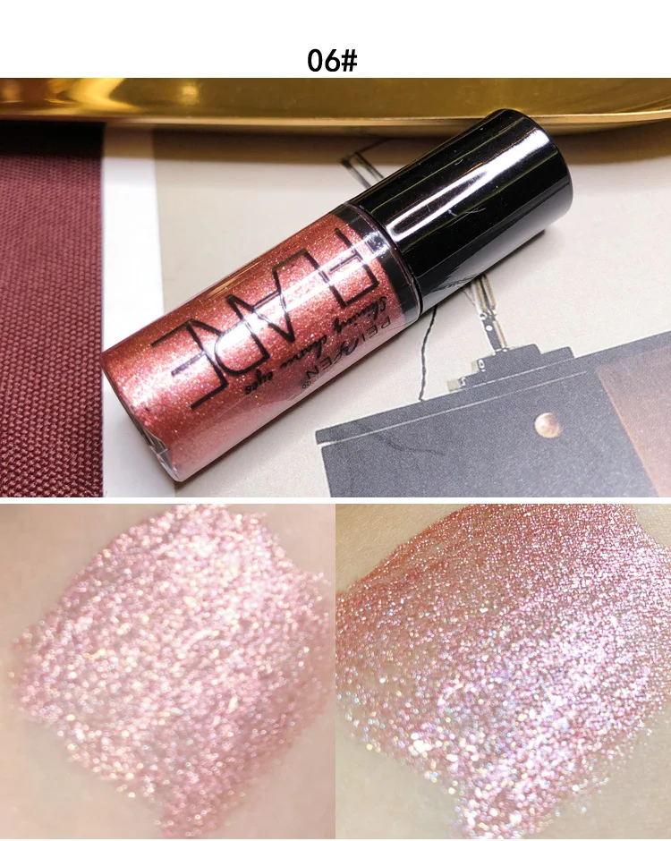 6 шт./компл. световой тени для век Блеск Жидкость блестящие тени для век Diamond Водонепроницаемый мерцание теней для век Карандаш-подводка для глаз Ручка металлик