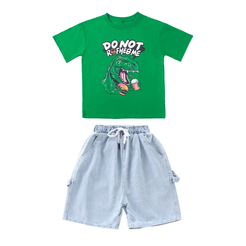 

Kid Hip Hop Clothing Cartoon Oversized T Shirt Top Summer Short Pants Jeans for Girls Boy Jazz Dance Costume Clothes Street Wear