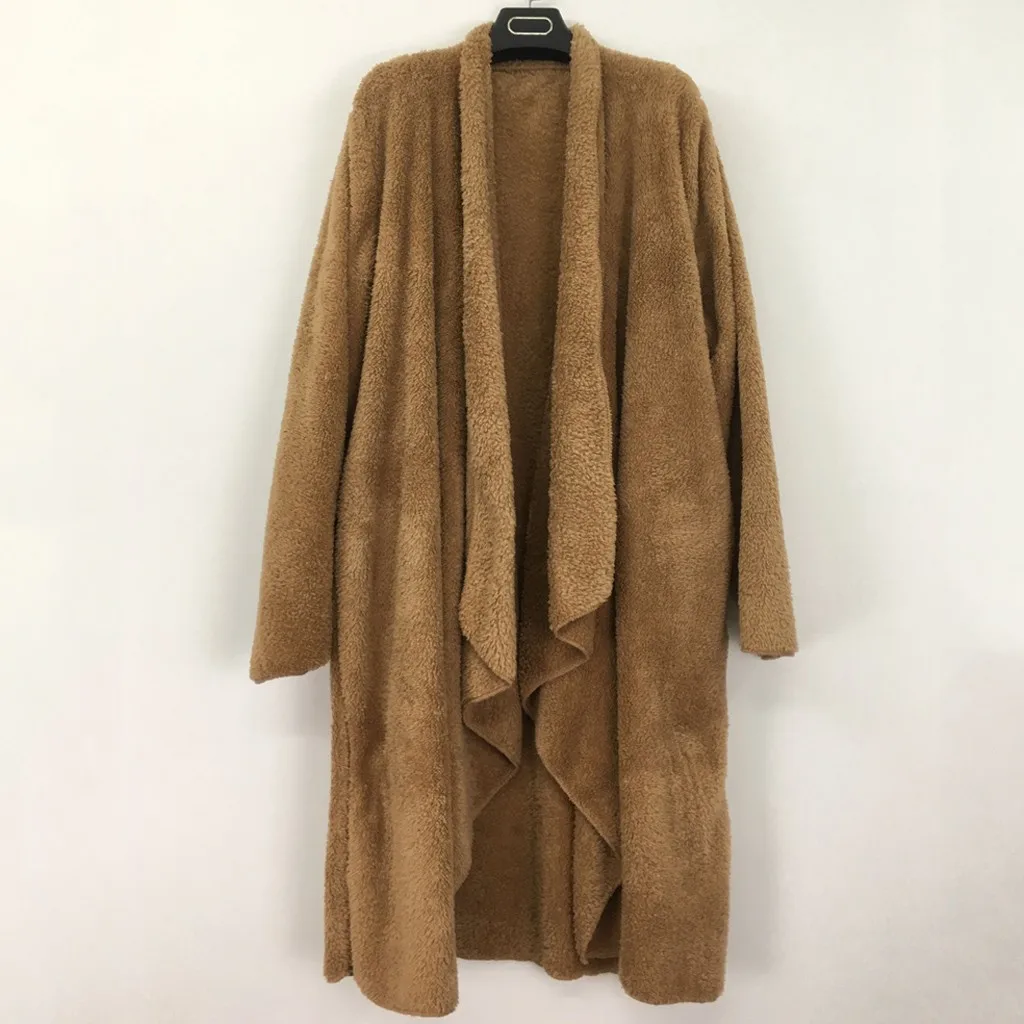 Faux Fur Coat Women Casual Long Sleeve Solid Color Open Front Cardigan Jacket Outwear Top Chaqueta Mujer bontjas Teddy | Женская одежда