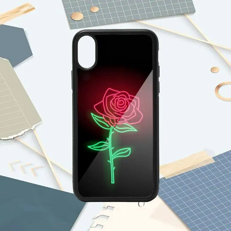 

Glowing rose in the dark high quality Phone Case PC for iPhone 11 12 pro XS MAX 8 7 6 6S Plus X 5S SE 2020 XR