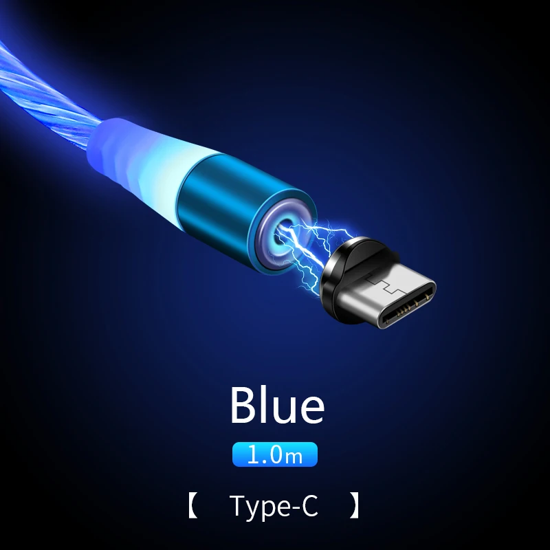Высококачественный Магнитный кабель Micro usb type C для iPhone Lighting Cable 1 м провод для быстрого заряда type-C Магнитный зарядный кабель для телефона - Цвет: For Type-C (Blue)