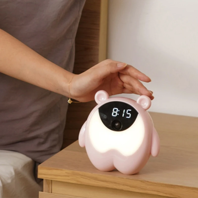

Cute Bear Alarm Clock Night Light Up Motion Sensor Music Lamp for Kids Gifts Baby Children Bedroom Decor