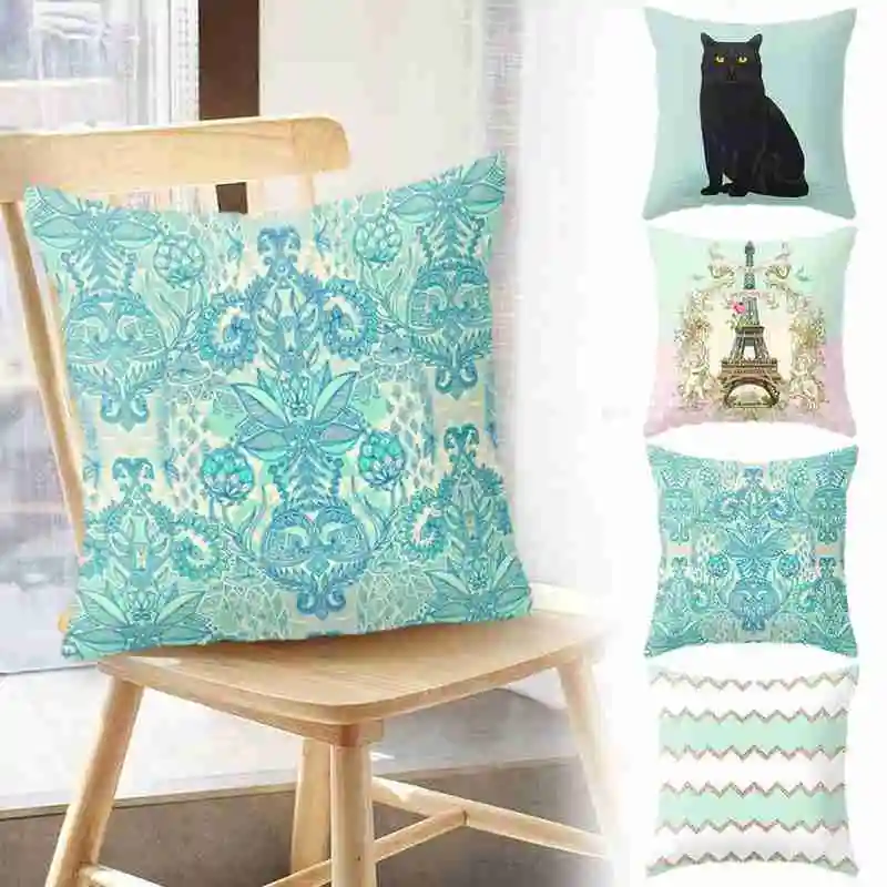 

2021 Summer Green Simple Fashionable Cushion Home Decorative Pillow Cover Sofa Car Cushion Cover Decorative Pillowcase 45*45cm