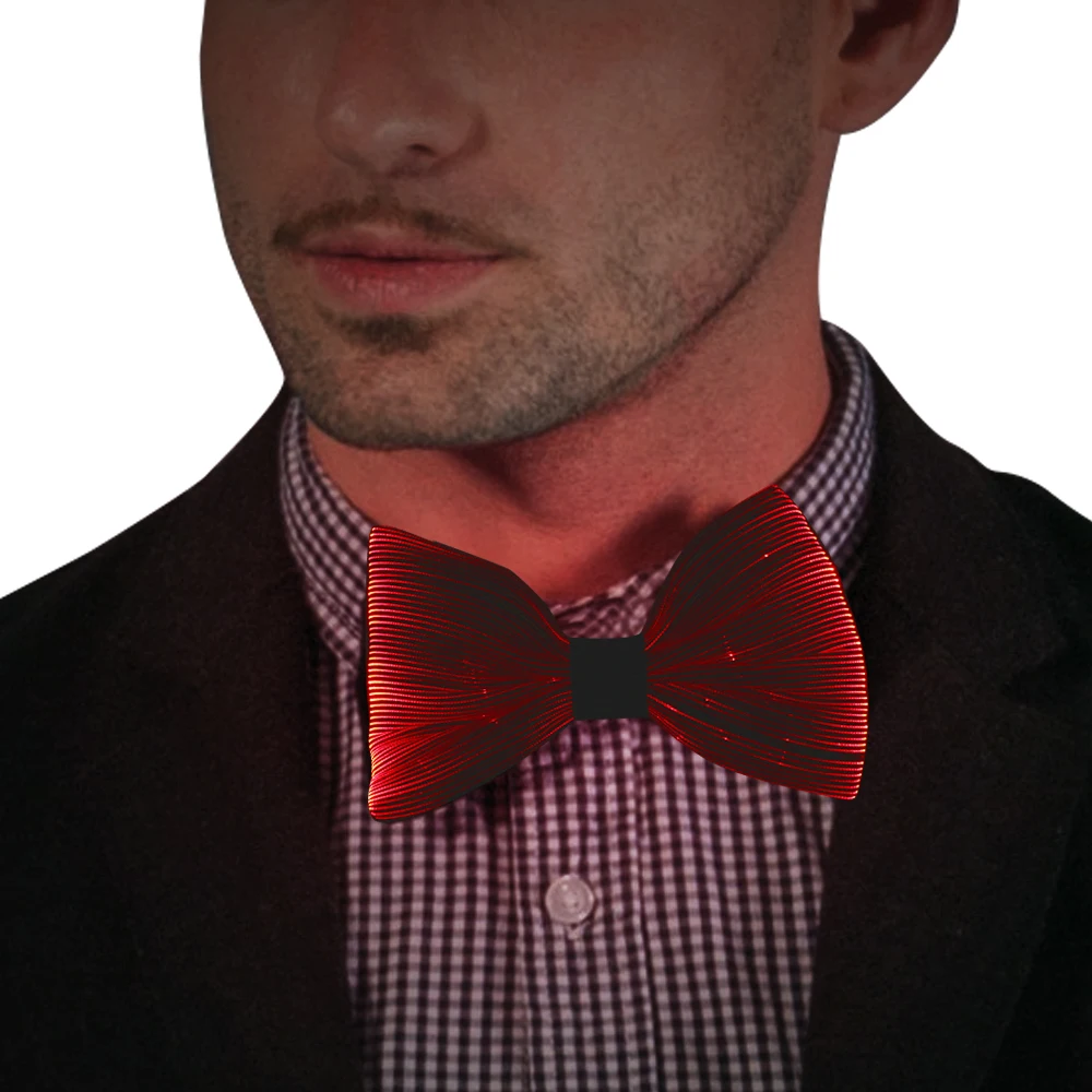 Pajarita con luz LED para hombre, pajarita brillante, lazo luminoso para fiesta, Club, boda, Navidad, Rave, m&uacute;sica, baile de graduaci&oacute;n-4