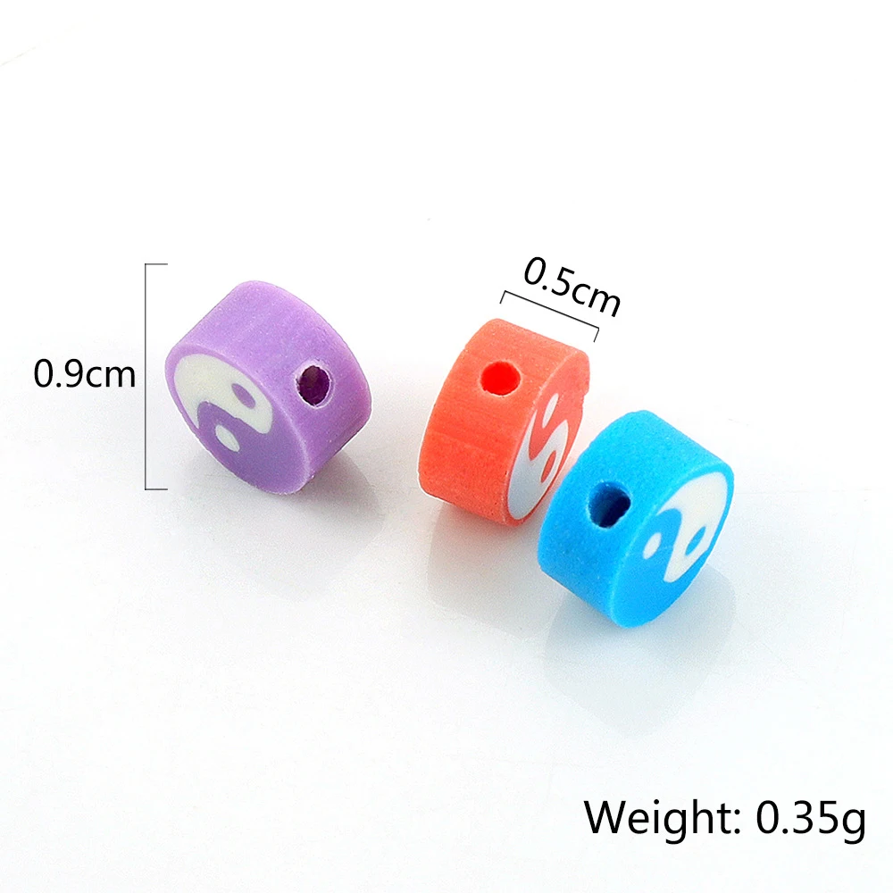 

30pcs 10mm Tai chi design Polymer Clay Beads Round Spacer Loose Beads for Jewelry Making Bracelet Accessories Handmade Craft DIY