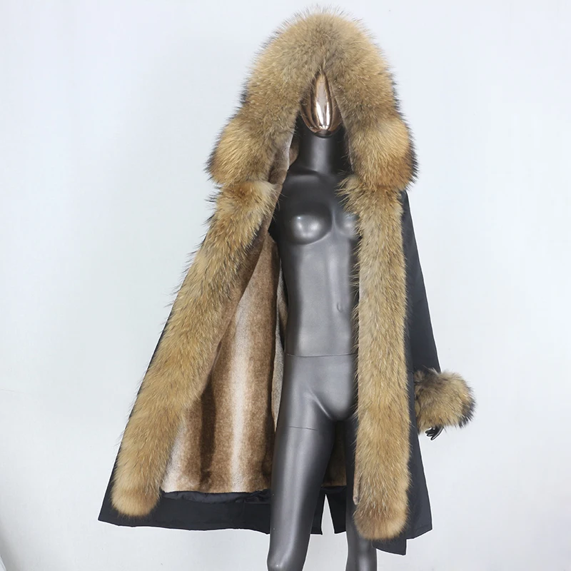 Женская непромокаемая парка CXFS длинная куртка со съемным натуральным мехом