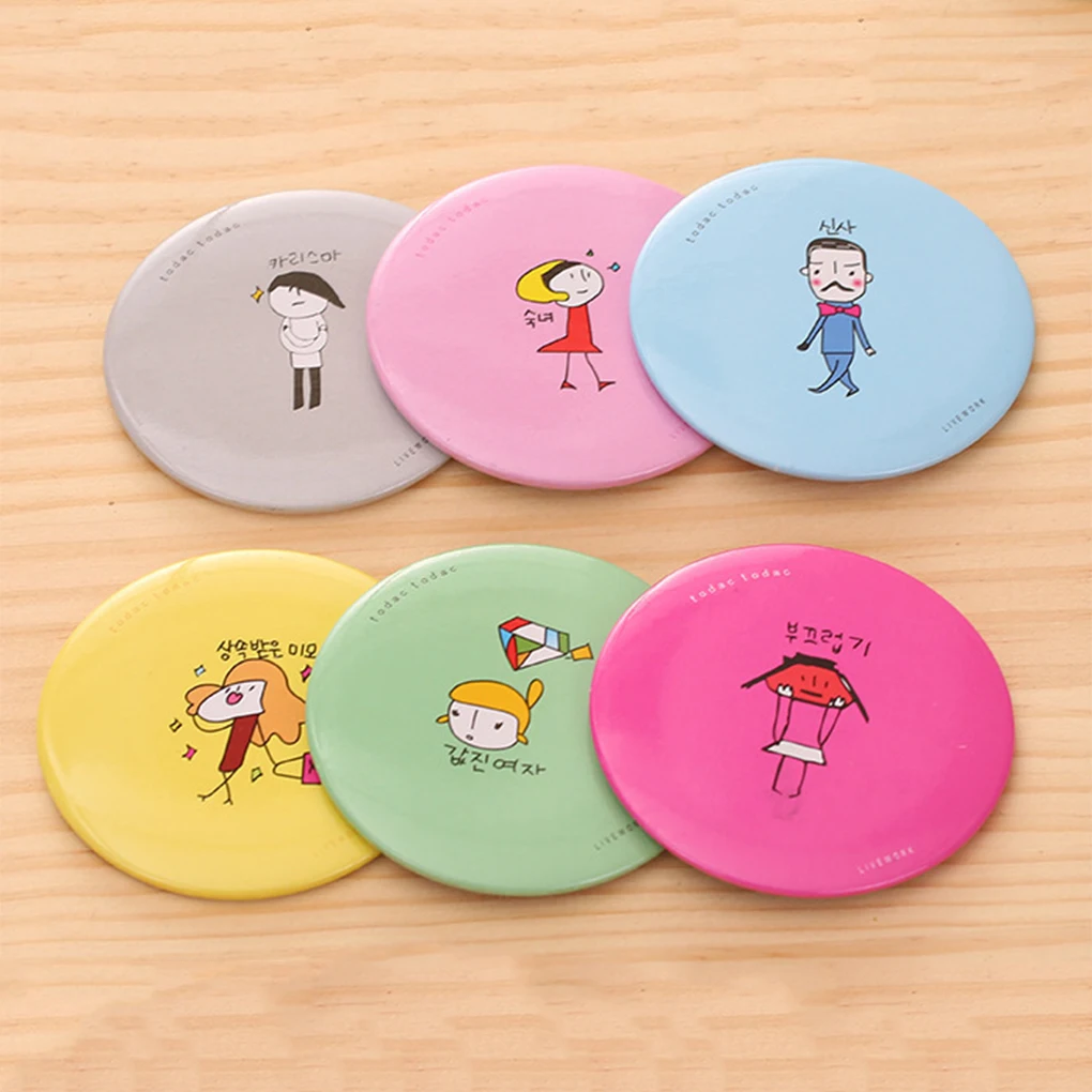 Голубое портативное косметическое зеркало zoo1 шт. для женщин милое мультяшное