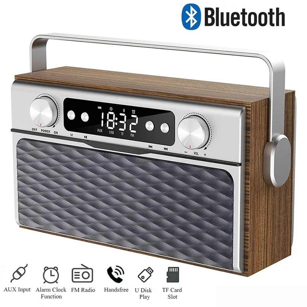 

Портативный fm-радио беспроводной Bluetooth динамик MP3 музыкальный плеер с будильником функция громкой связи Поддержка tf-карты USB UAX Play