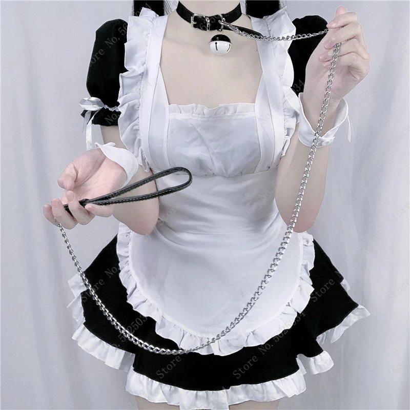 

JP Аниме Kawaii платье, платье в стиле «Лолита» платье Сексуальная французская горничная фартук для Маскарадного костюма для девочек женские в...
