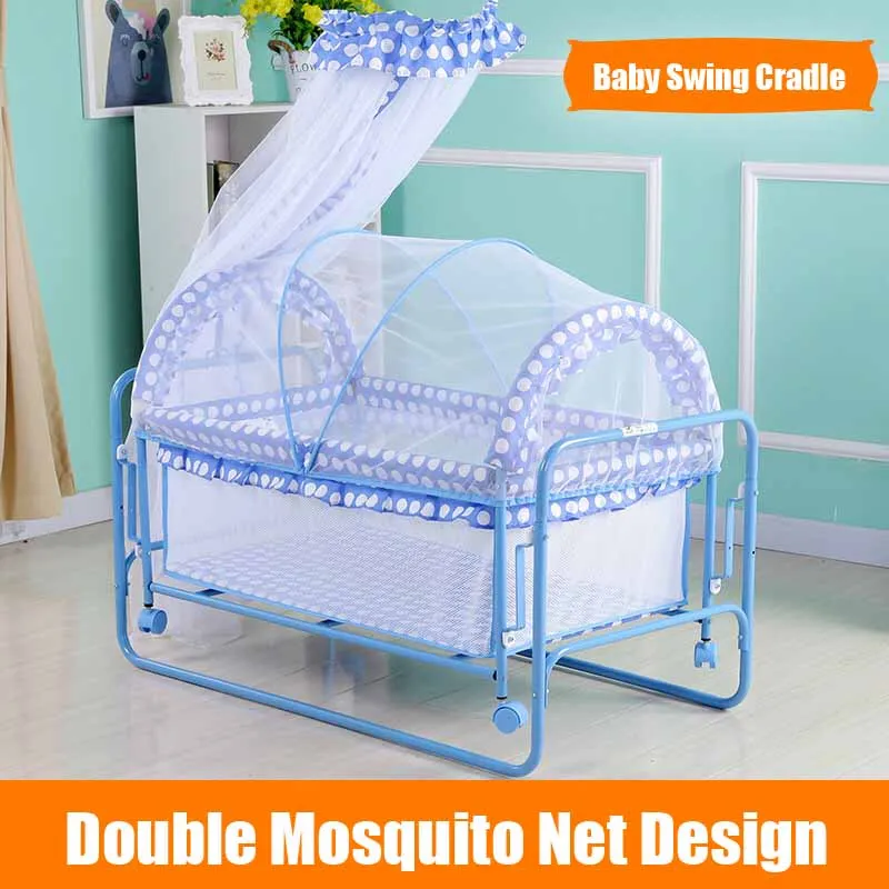2 In 1 Rocking Baby Cribs Bed, Kids Swing Cradle Cot