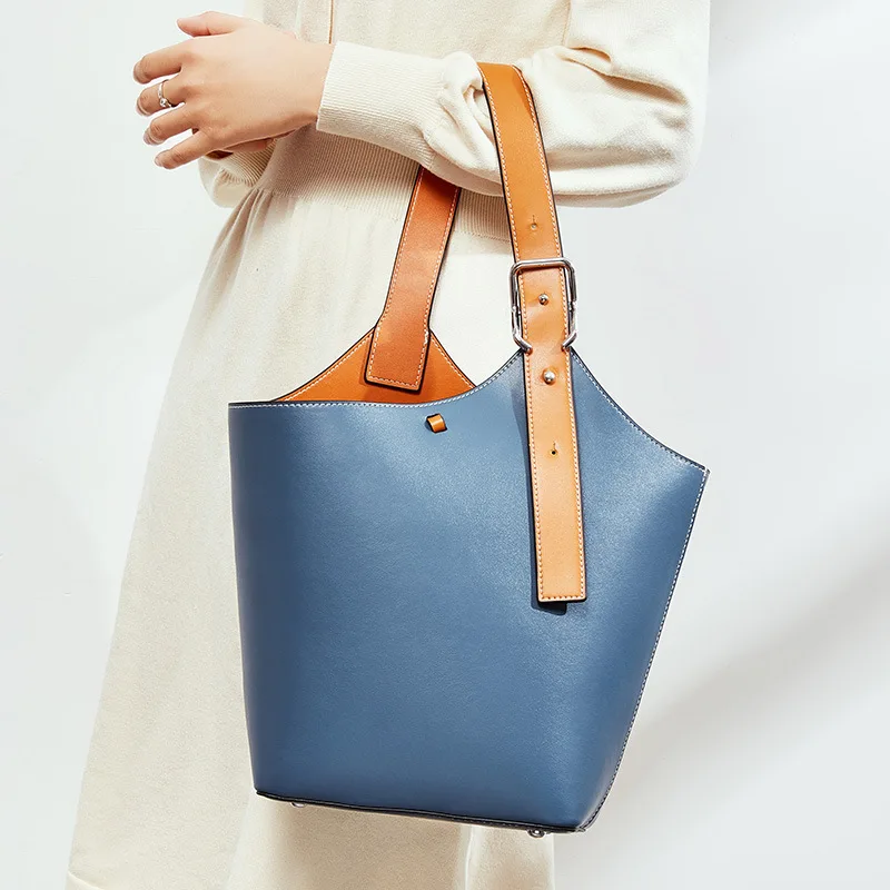 2020 New Style Fashion Bags Broadband Bucket Bag Women's Leather Shoulder-bag Handbag Versatile Large-Volume 1270 | Багаж и сумки