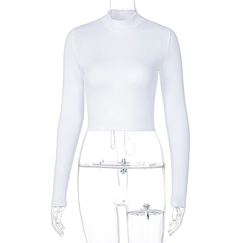 

hirigin 2020 Long Sleeve Cut Out Bandage Sexy Crop Top Autumn Winter Women Fashion Streetwear Outfits Tshirts Club Tees
