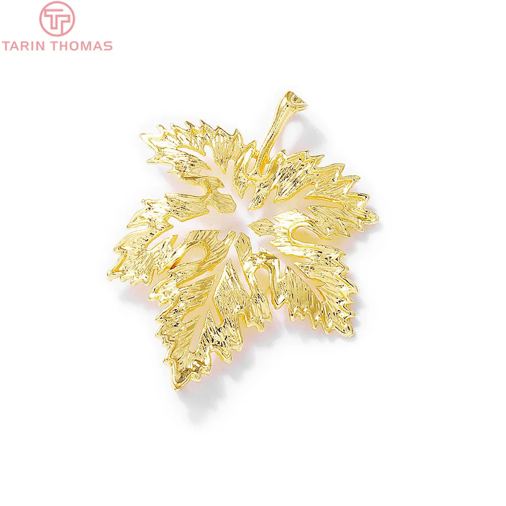 Латунные подвески в виде листиков с отверстием 1 5 мм 24 кар 6 шт.|Шармы| |