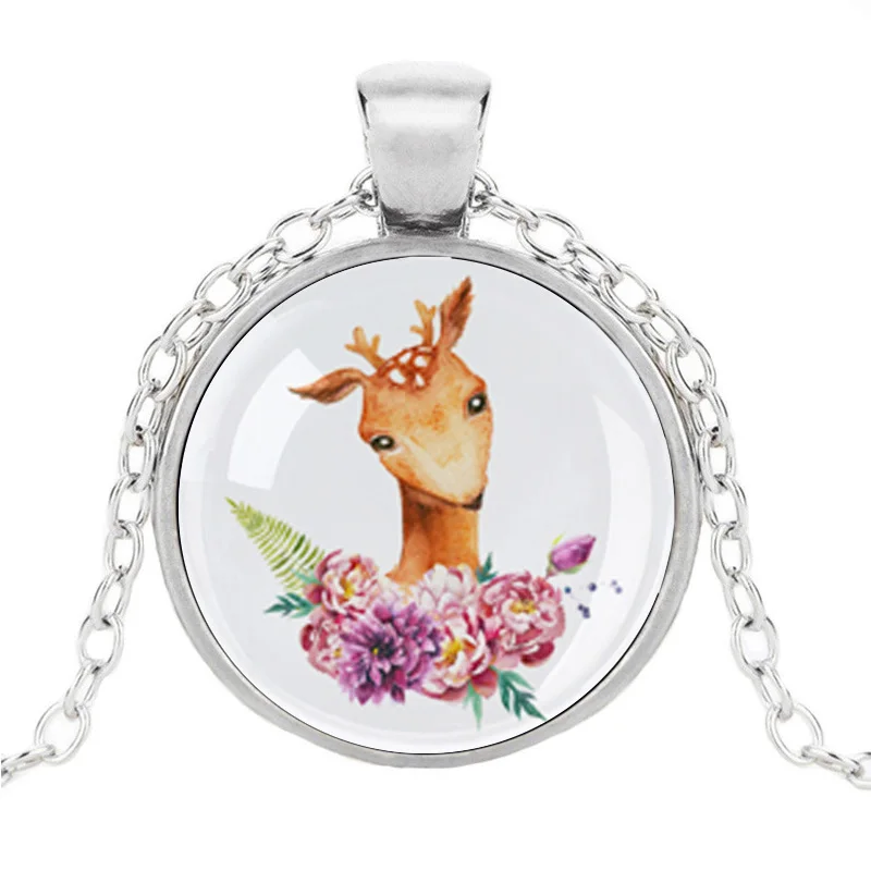 Ожерелье с единорогами кролик лося олень птицы группа в форме сердца из