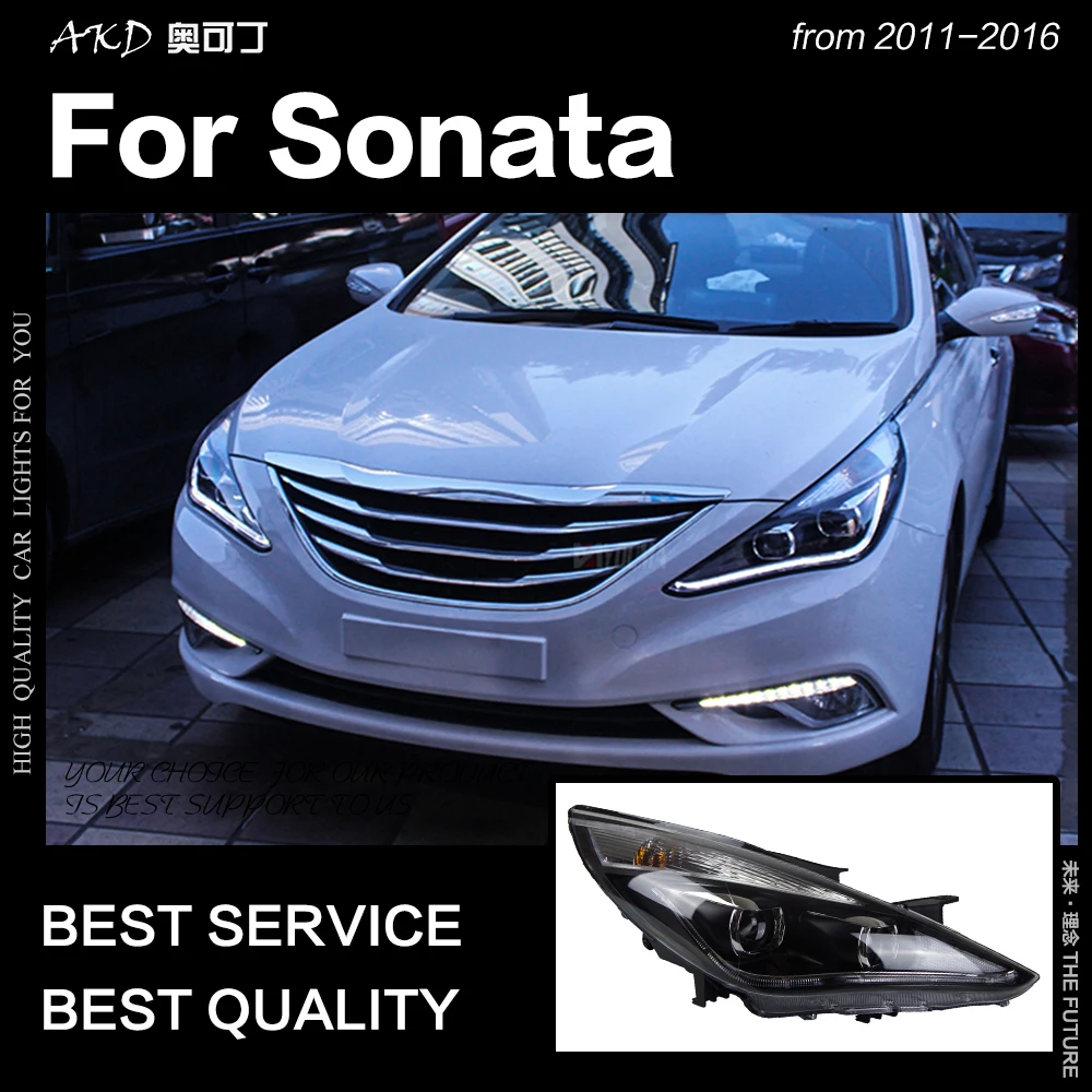 AKD автостайлинг фара для Hyundai Sonata фары 2011 2016 светодиодный ная DRL Hid Биксеноновые