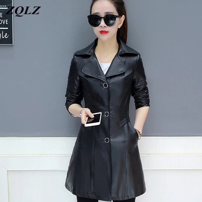 Женская куртка из искусственной кожи ZQLZ размера плюс 5XL на весну 2020|Кожаные