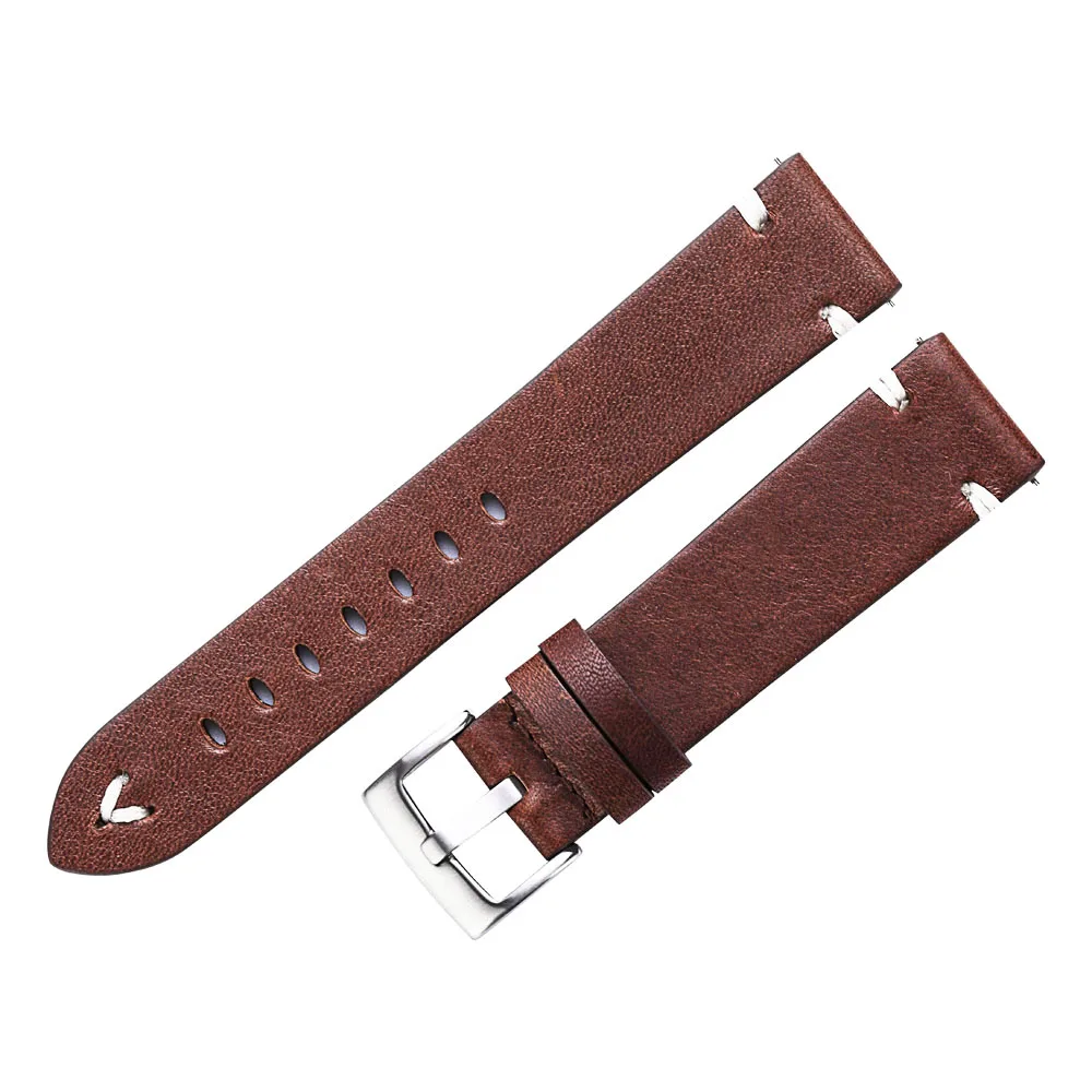 Cowhide Watch Straps Bracelet 18mm 20mm 22mm Red Brown Handmade Oil Wax Genuine Leather Watchbands Quick Release For Gear S3 | Наручные