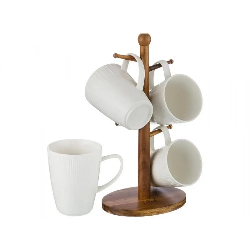 Набор кружек Lefard 350 мл 5 предметов с подставкой|Кружки| |