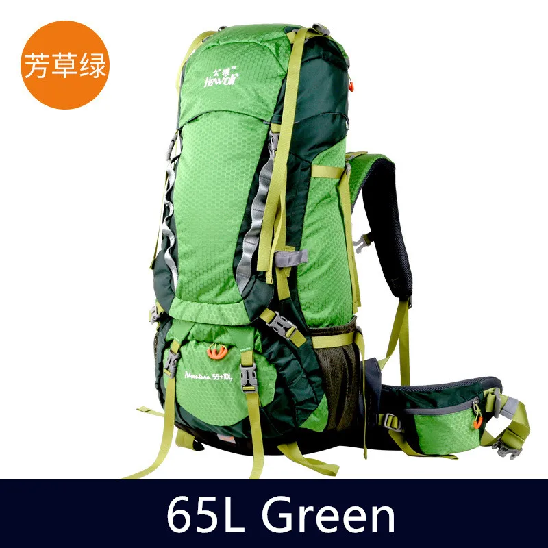 Green Hewolf 65L рюкзак для кемпинга большой емкости Скандинавская походная сумка из алюминиевого сплава Регулируемый CR рюкзак системы высокой нагрузки - Цвет: Green