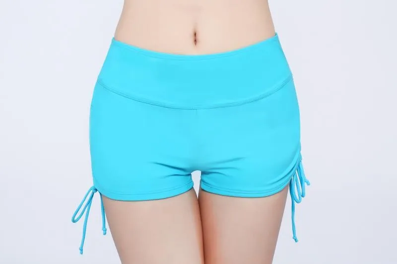 

Womens Swim Shorts, High Waist Sides Drawstring Stretch Sports Boyshorts Bathing Suit Bottoms