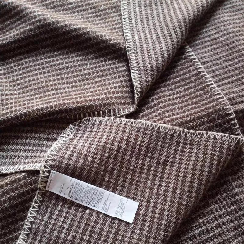 Manta de lana 100% de marca de lujo, funda de sof&aacute; de lana suave, bufanda c&aacute;lida port&aacute;til, chal, colcha a cuadros en la cama, forro polar de punto-5