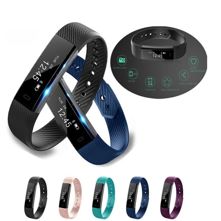 ID115 умный Браслет фитнес-браслет-трекер часы с будильником и шагомером браслет